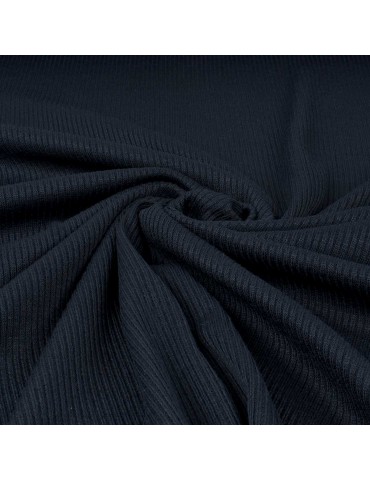 Tissu jersey maille côtelé marine