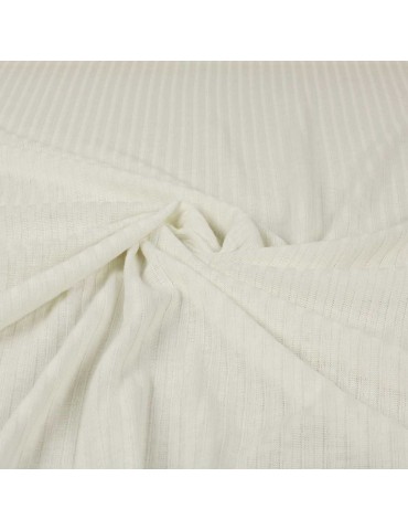Tissu jersey maille côtelé écru
