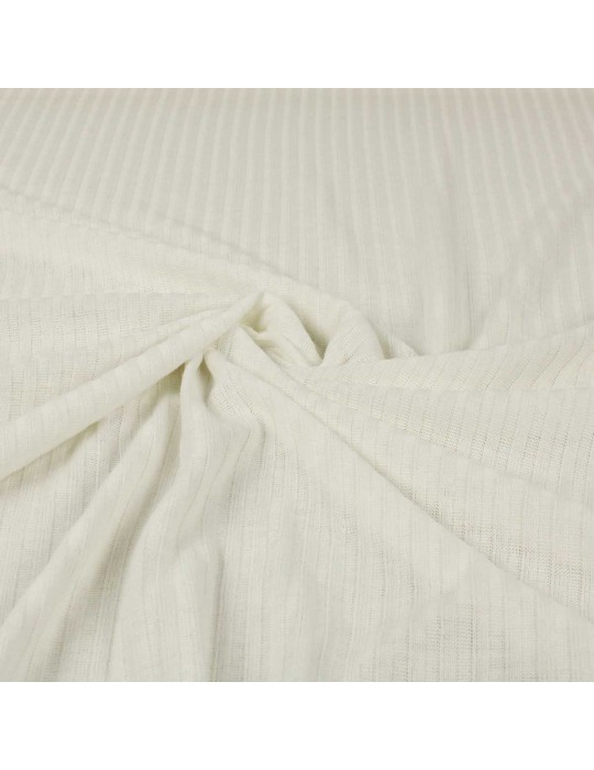 Tissu jersey maille côtelé écru