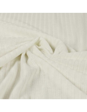 Tissu jersey maille côtelé écru