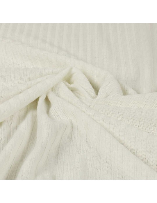 Tissu jersey maille côtelé écru