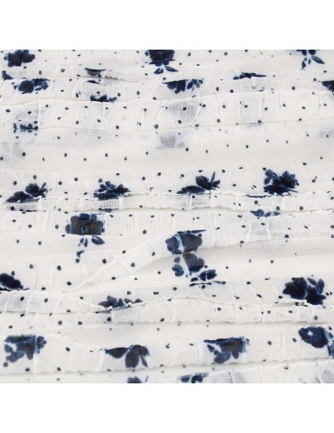 Coupon jersey volants 200 x 137 cm blanc