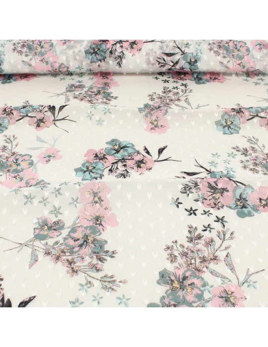Tissu voile plumetis écru
