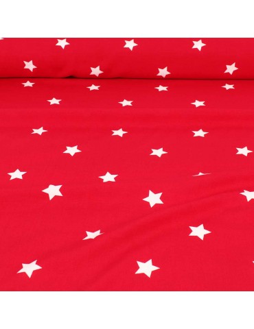 Tissu viscose rouge étoiles