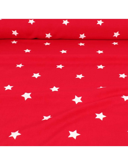 Tissu viscose rouge étoiles