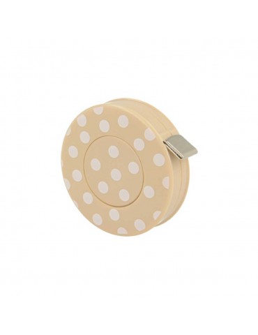 Mètre enrouleur à pois beige 150 cm