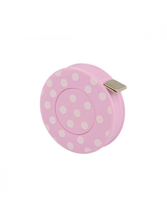 Mètre enrouleur à pois rose 150 cm