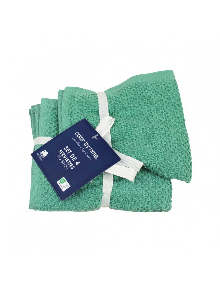 Set de 4 serviettes de toilette vertes claires 30 x 30 cm Set de 4 serviettes de toilette vertes claires 30 x 30 cm