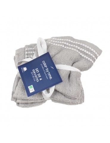Set de 4 serviettes de toilette grises 30 x 30 cm