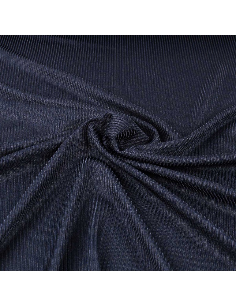 Tissu jersey côtelé transparent marine