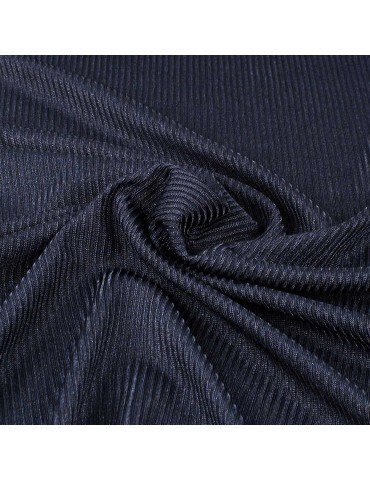 Tissu jersey côtelé transparent marine