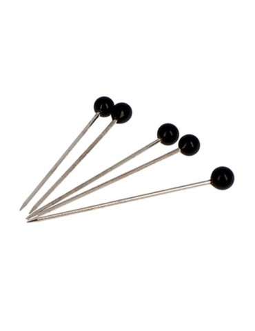 Boîte de 80 épingles extra fines à tête de verre noire 30 mm