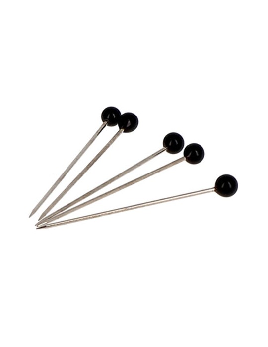 Boîte de 80 épingles extra fines à tête de verre noire 30 mm