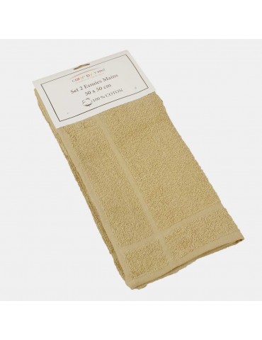 Set de 2 essuie-mains éponge beige 50 x 50 cm