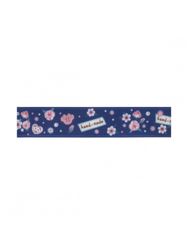 Ruban fleurs 16mm bleu Ruban fleurs 16mm bleu