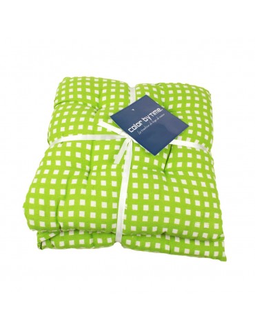 Set de 2 galettes de chaise vertes et carrés 40 x 40 cm
