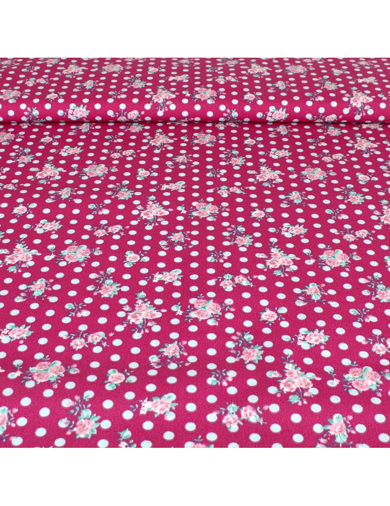 Coupon cretonne fleurs/petits pois 200 x 150 cm violet Coupon cretonne fleurs/petits pois 200 x 150 cm violet