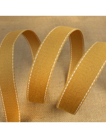 Sangle coton point sellier 30 mm jaune moutarde
