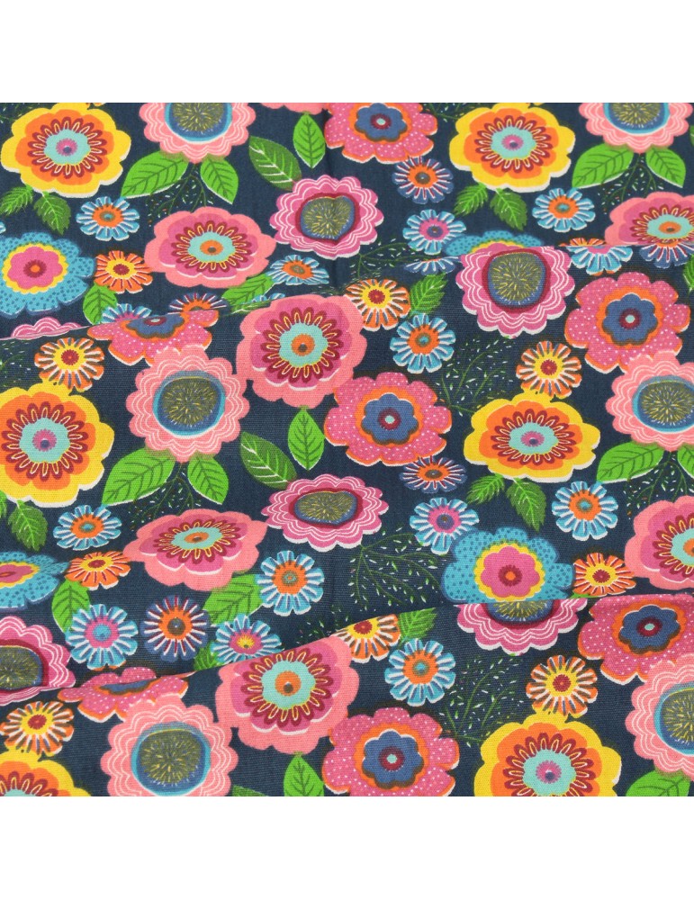 Coupon fleuri 45 x 48 cm marine