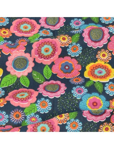 Coupon fleuri 45 x 48 cm marine