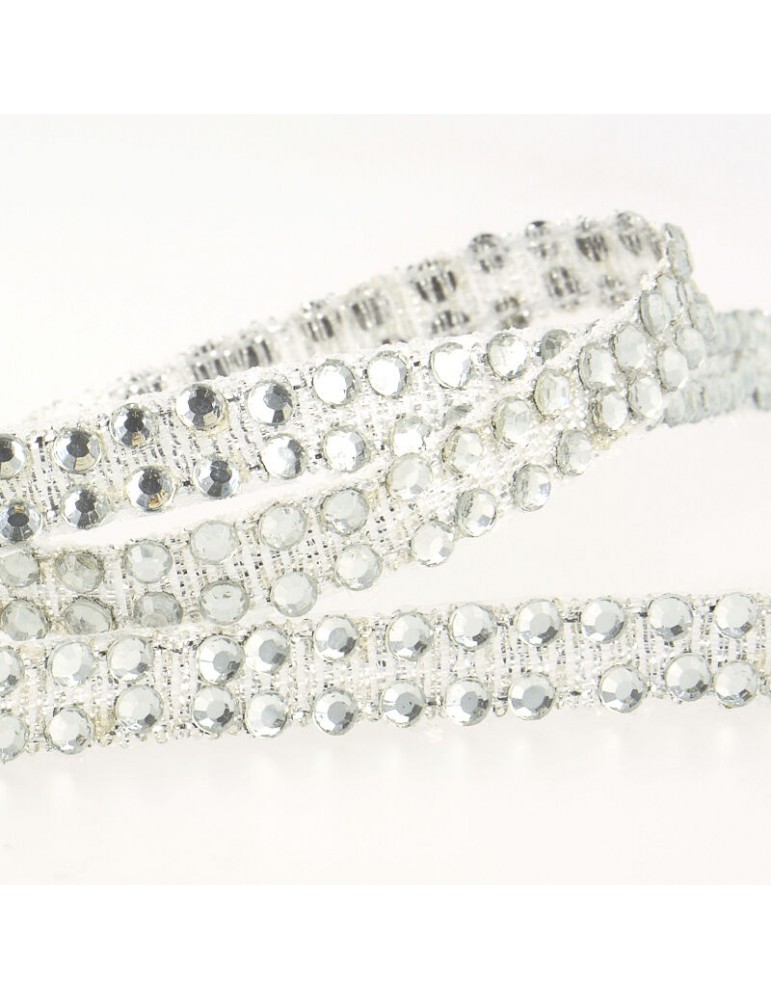 Galon strass thermocollant argenté Galon strass thermocollant argenté