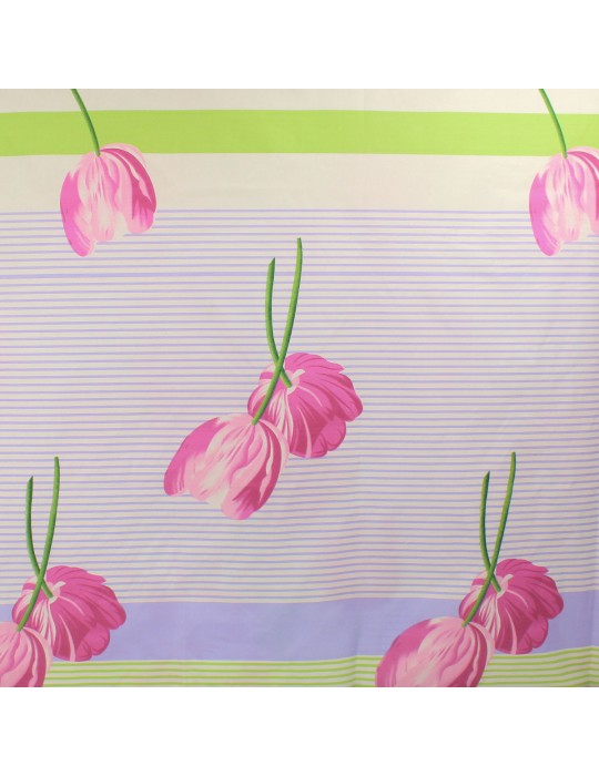 Coupon 100 % polyester imprimé fleurs rayures 300 x 240 cm