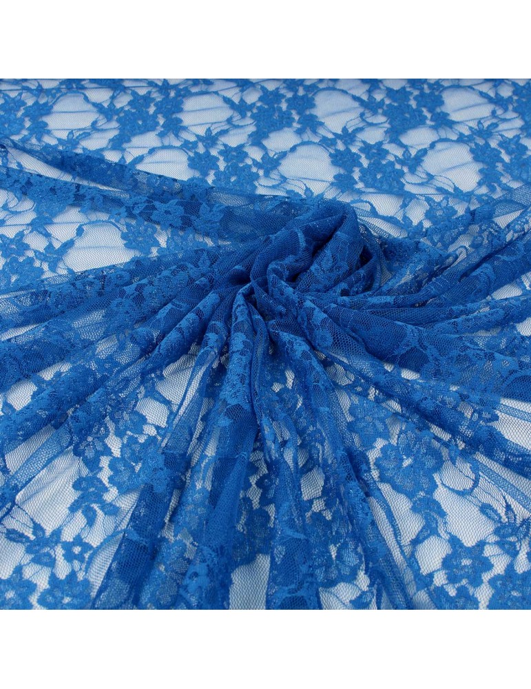 Tissu dentelle floral bleu royal Tissu dentelle floral bleu royal