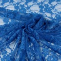 Tissu dentelle floral bleu royal Tissu dentelle floral bleu royal