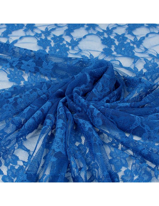 Tissu dentelle floral bleu royal