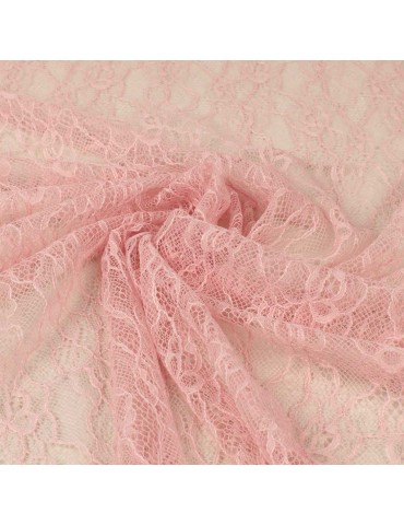 Coupon tissu dentelle rose 300 x 145 cm