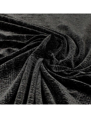 Tissu velours plissé noir