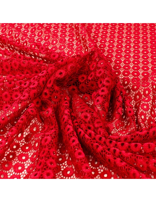 Tissu dentelle à ronds rouge