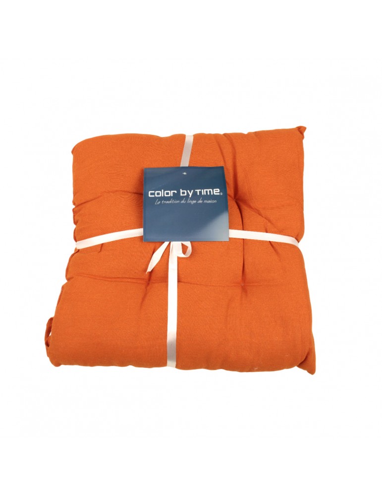 Set de 2 galettes de chaise uni orange 40 x 40 cm Set de 2 galettes de chaise uni orange 40 x 40 cm