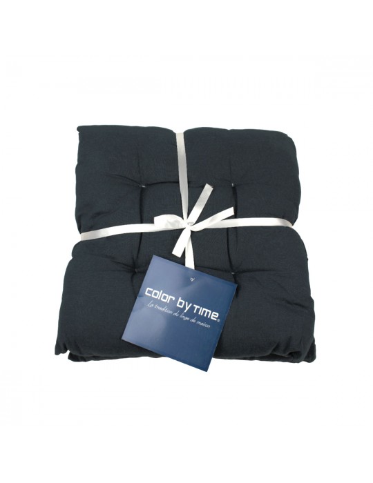 Set de 2 galettes de chaise uni marine 40 x 40 cm