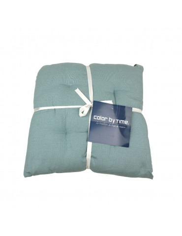 Set de 2 galettes de chaise uni ciel 40 x 40 cm