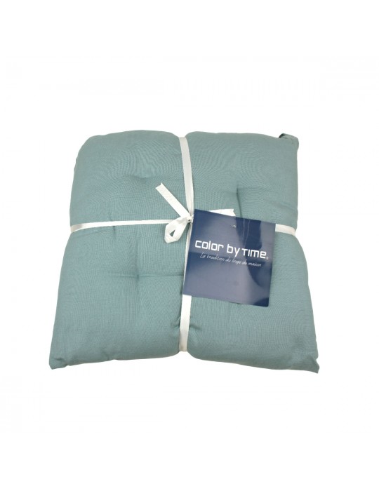 Set de 2 galettes de chaise uni ciel 40 x 40 cm