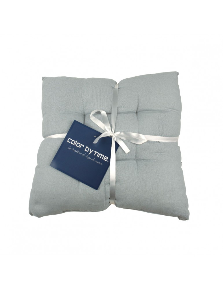 Set de 2 galettes de chaise uni bleu clair 40 x 40 cm Set de 2 galettes de chaise uni bleu clair 40 x 40 cm