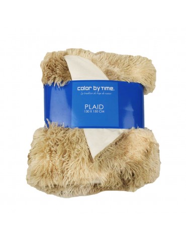 Plaid acrylique beige 130 x 150 cm