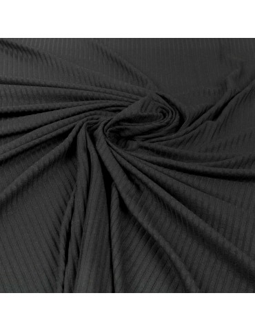 Tissu jersey côtelé transparent noir