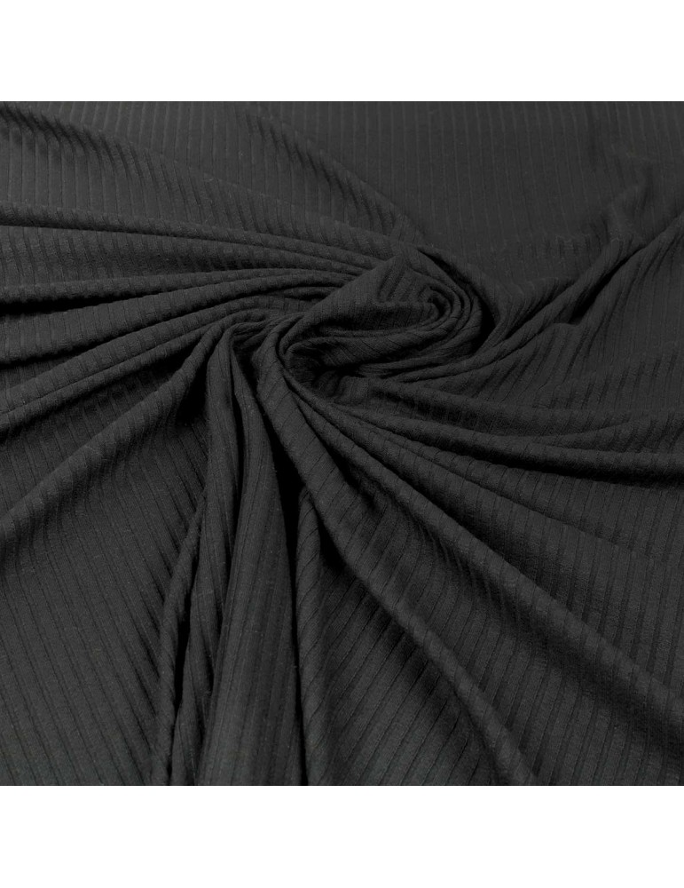 Tissu jersey côtelé transparent noir