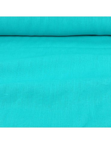 Toile lin unie turquoise