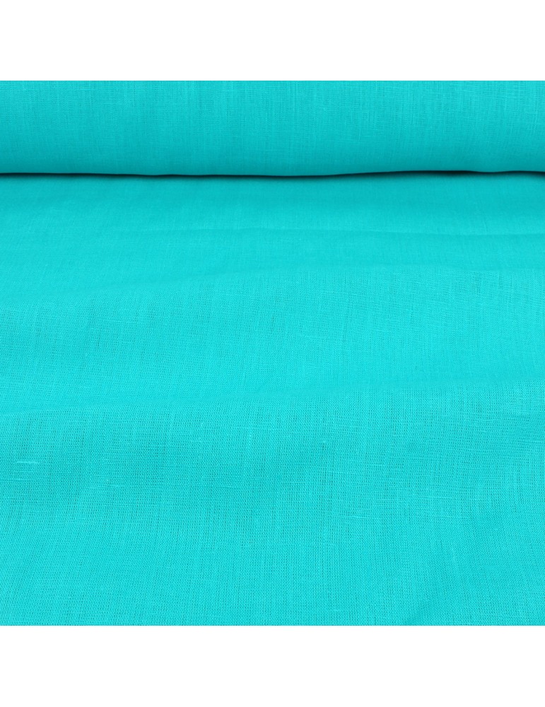 Toile lin unie turquoise