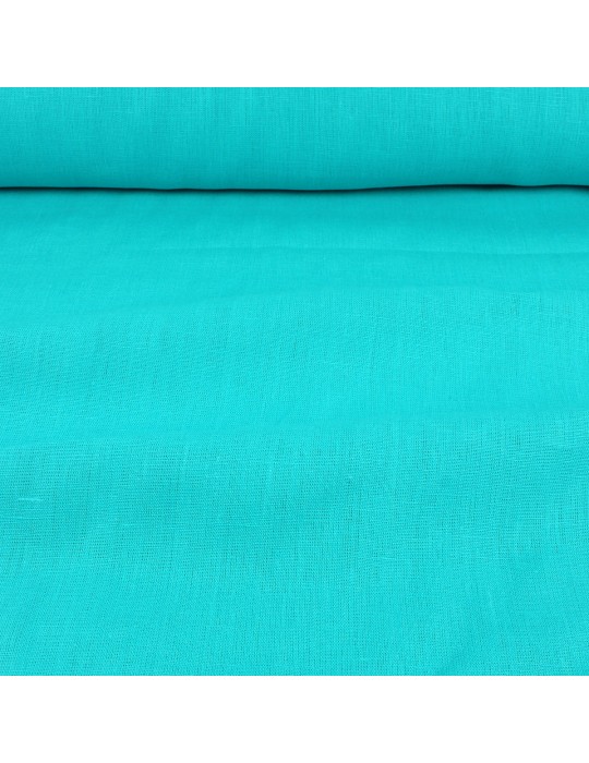 Toile lin unie turquoise