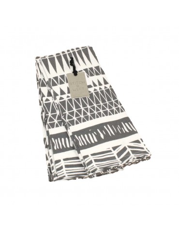 Set de 2 essuie-mains triangle gris 40 x 70 cm