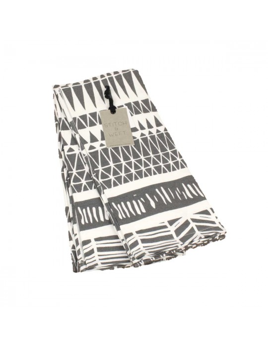 Set de 2 essuie-mains triangle gris 40 x 70 cm