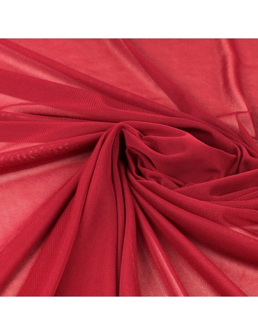 Tissu résille maille uni rouge