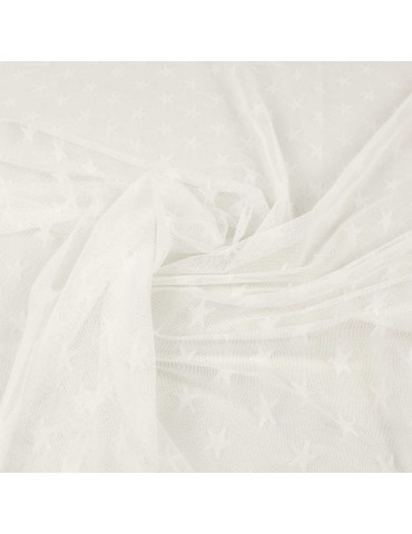 Tissu résille étoiles blanc
