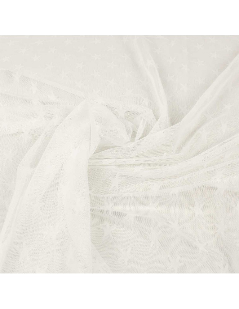 Tissu résille étoiles blanc Tissu résille étoiles blanc