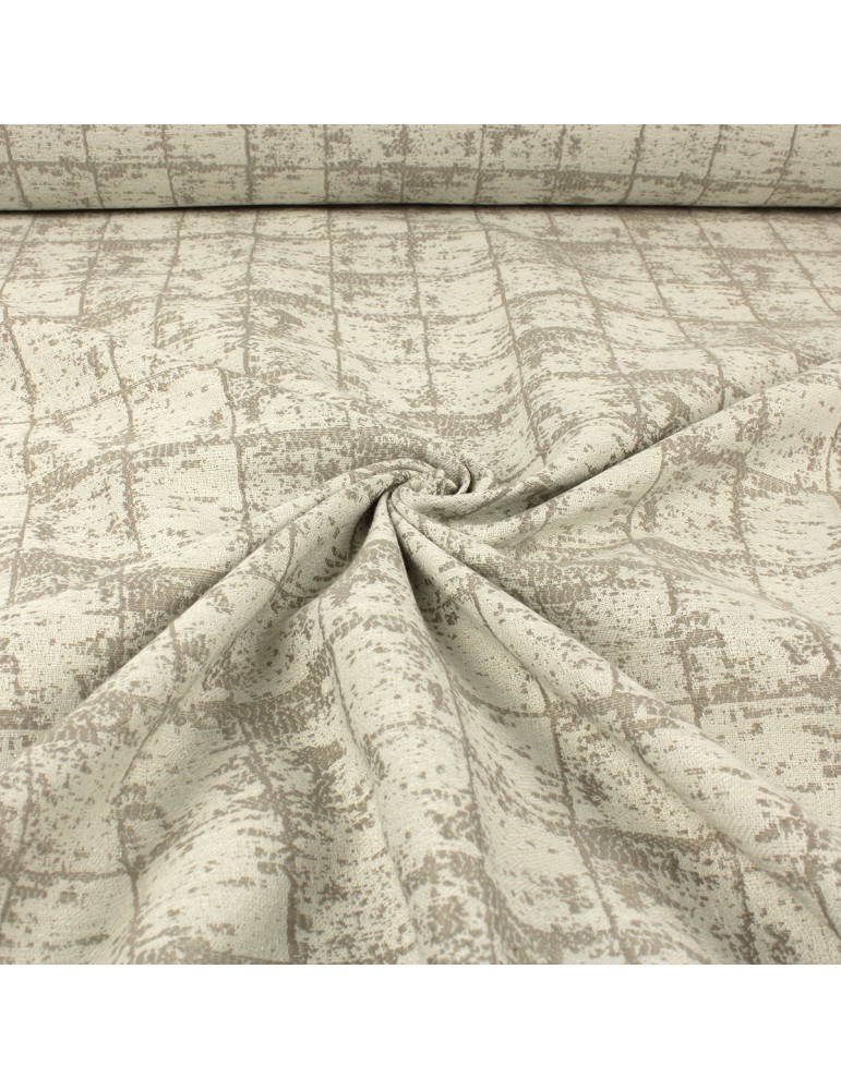 Tissu jacquard carrés taupe Tissu jacquard carrés taupe