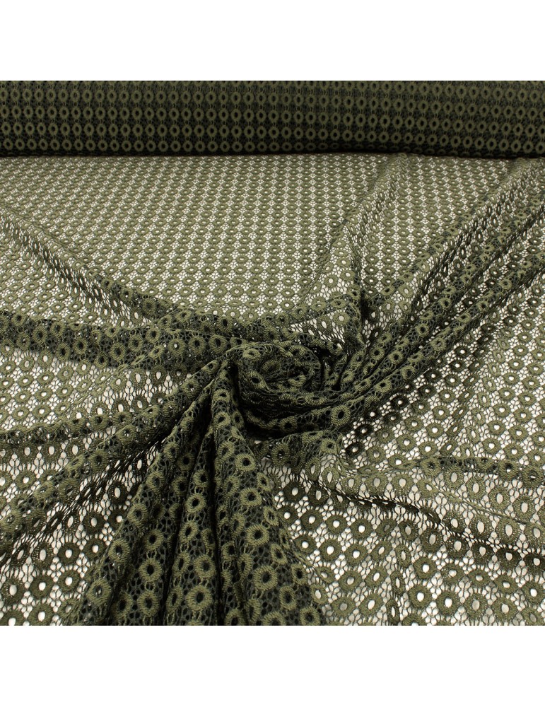 Tissu dentelle ovale kaki Tissu dentelle ovale kaki